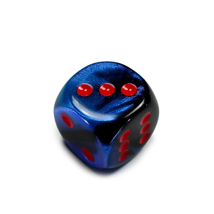 Chessex: 30mm D6 - Gemini - Black Starlight w/ Red