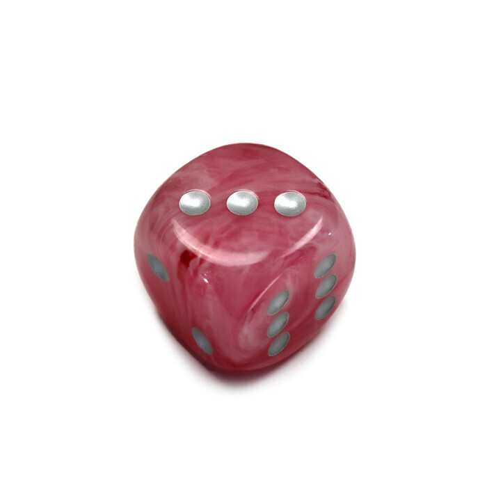 Chessex: 30mm D6 - Ghostly Glow - Pink w/ Silver