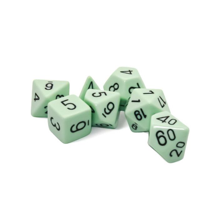 Chessex: Poly 7 Set - Pastel - Green w/ Black