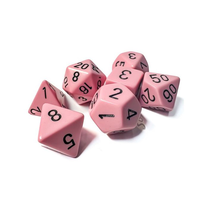 Chessex: Poly 7 Set - Pastel - Pink w/ Black