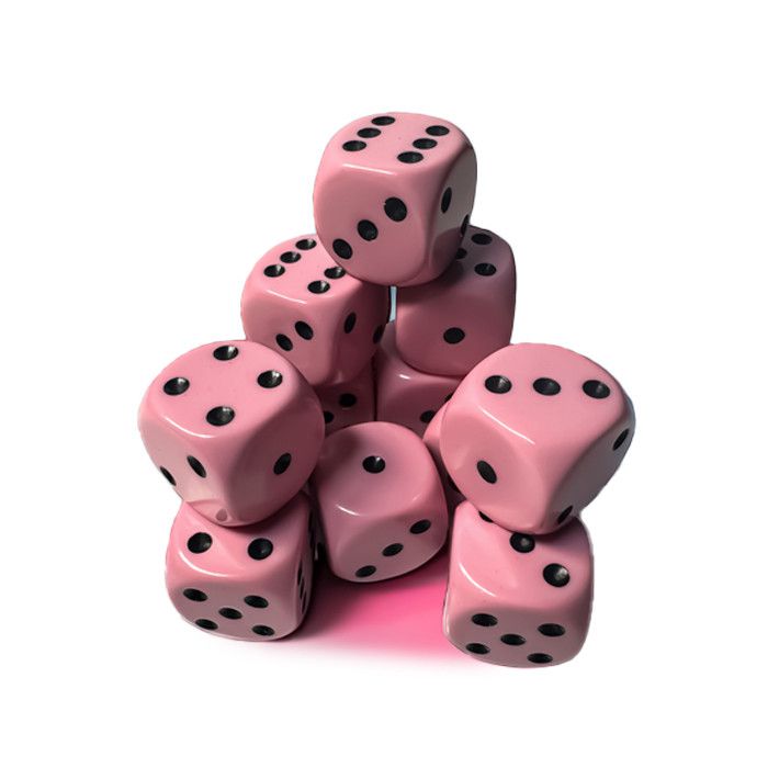 Chessex: 16mm D6 - Pastel - Pink w/ Black