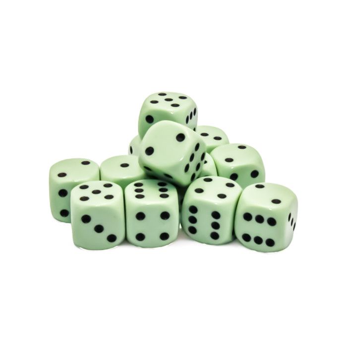 Chessex: 16mm D6 - Pastel - Green w/ Black