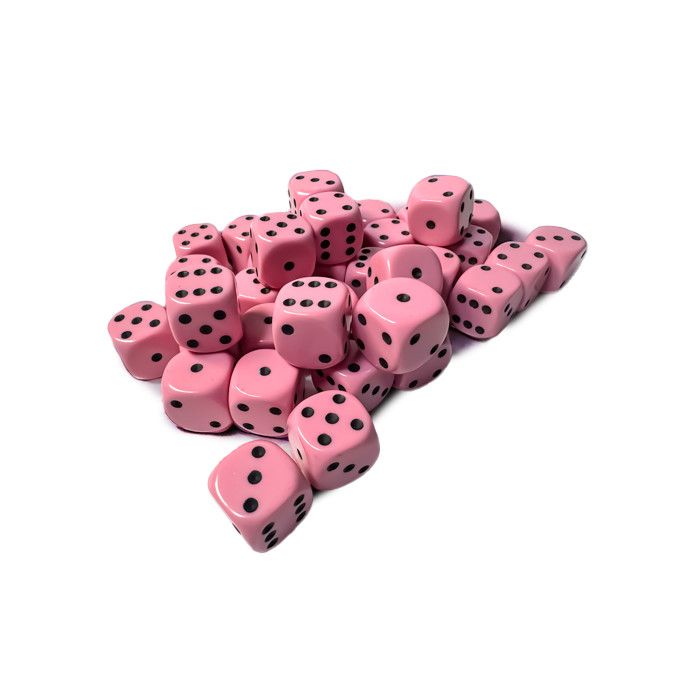 Chessex: 12mm D6 - Pastel - Pink w/ Black