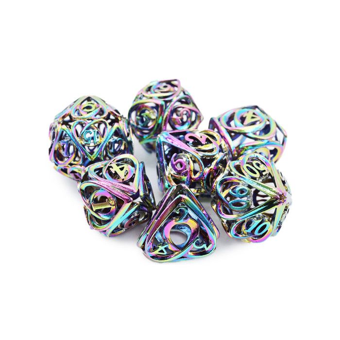 Foam Brain Games: Poly 7 Set - Metal - Burnt Opal - Hollow Hearts