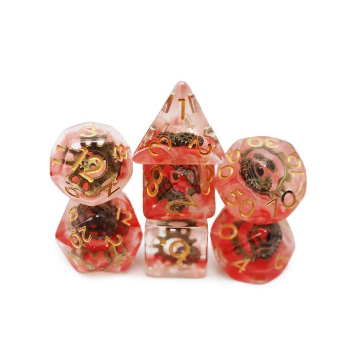 Foam Brain Games: Poly 7 Set - Red Swirl Ancient Gear