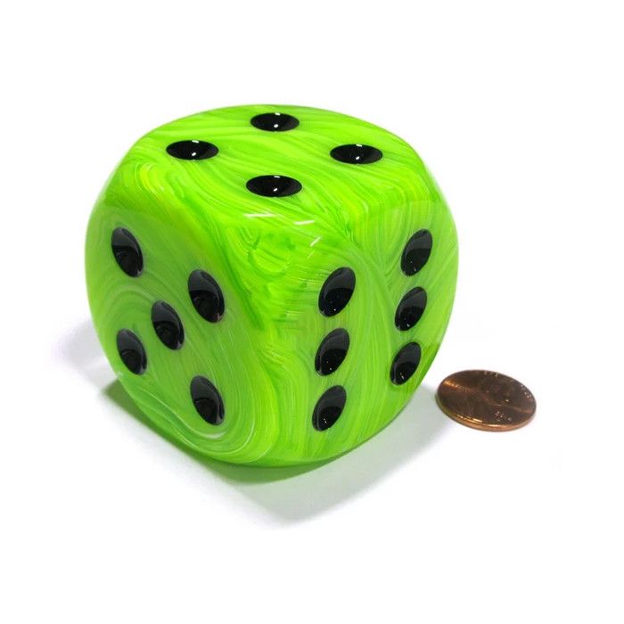 Chessex: 50mm D6 - Vortex - Green w/ Black