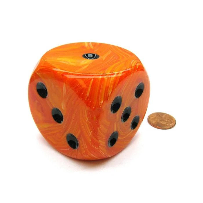 Chessex: 50mm D6 - Vortex - Orange w/ Black