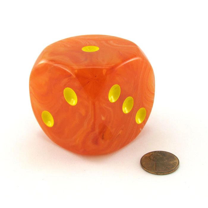 Chessex: 50mm D6 - Ghostly Glow - Orange w/ Yellow