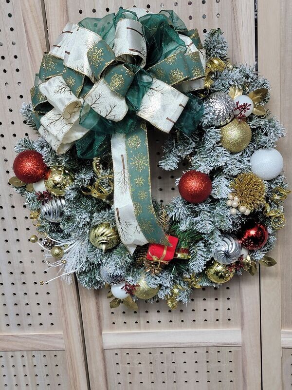 Flocked Evergreen Christmas Wreath