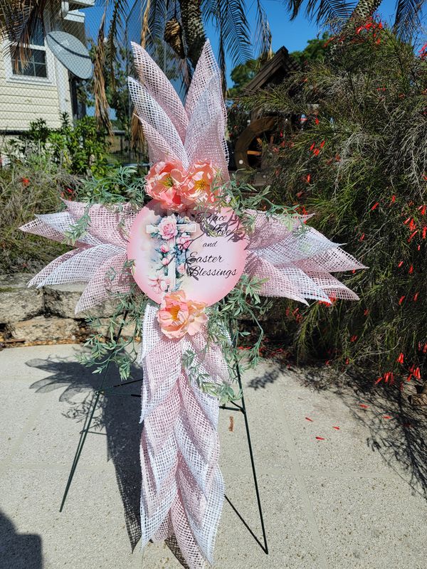 Easter Blessings Cross Wreath