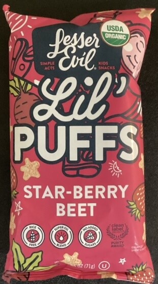 Lesser Evil Lil’ Puffs Star-berry Beet