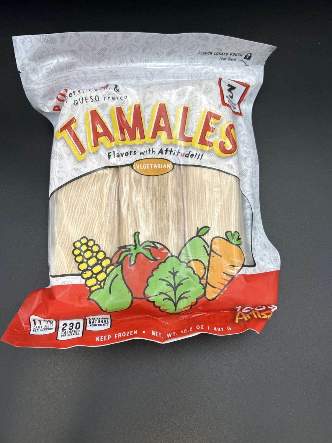 100% Tamales Poblano + Corn + Queso Fresco