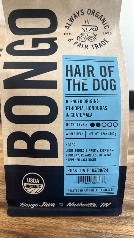 Bongo Java Whole Bean  Hair of the Dog Coffee 12oz.