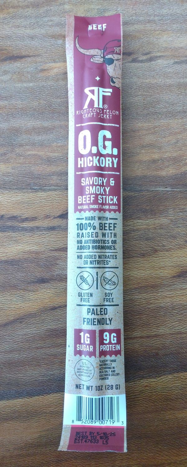 Righteous Felon O.G. Hickory Beef Stick
