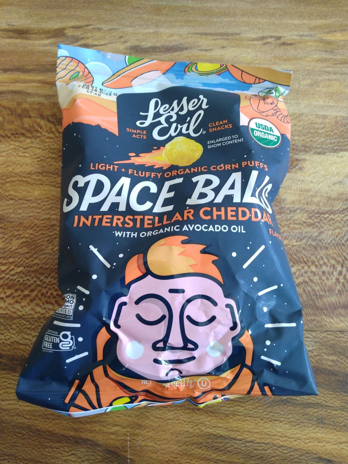 Lesser Evil Space Balls Interstellar Cheddar 0.6oz
