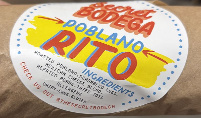 Secret Bodega Poblano Breakfast Burrito