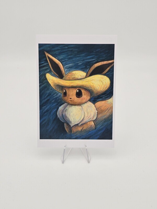Pokemon x Van Gogh Postkarte - Evoli als Van Gogh Selbstporträt