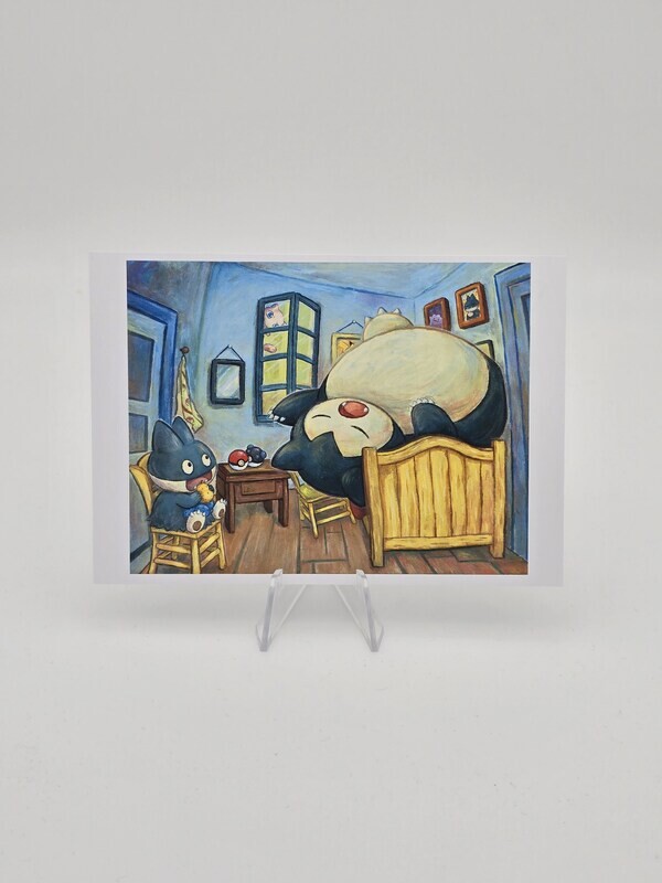 Pokemon x Van Gogh Postkarte - Relaxo als Van Gogh Schlafzimmer in Arles