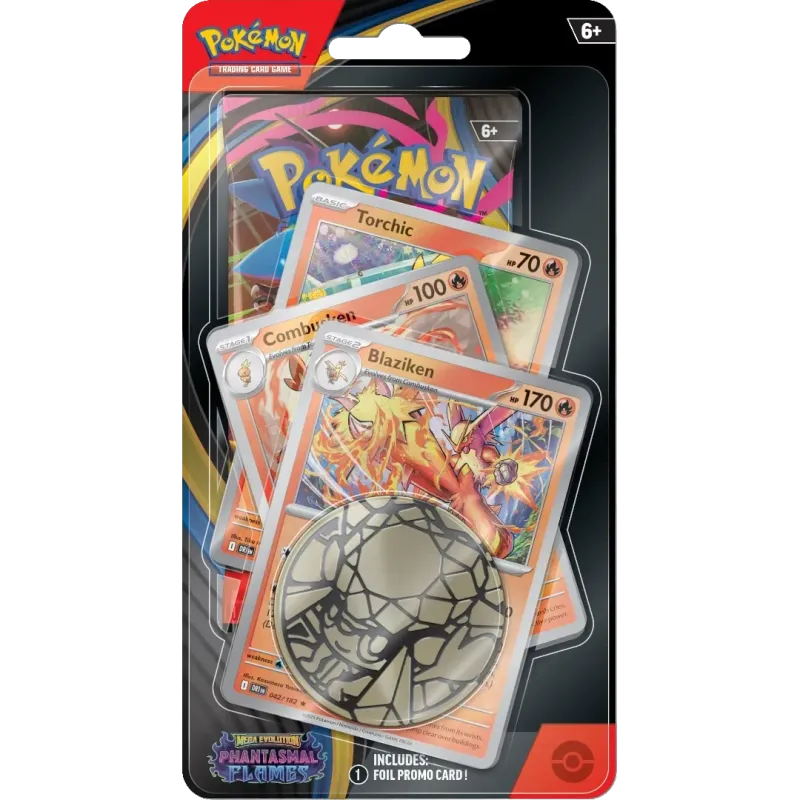 ME02 Phantasmal Flames Premium Checklane Blister Blaziken, Combusken & Torchic - Pokemon