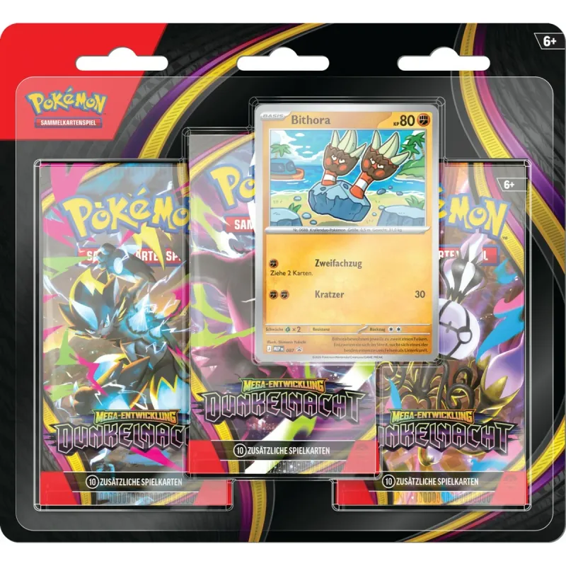 ME05 Dunkelnacht 3-Pack Blister Bithora - Pokemon