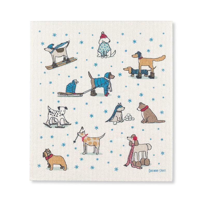 Dishcloth - Winter Sports Dogs