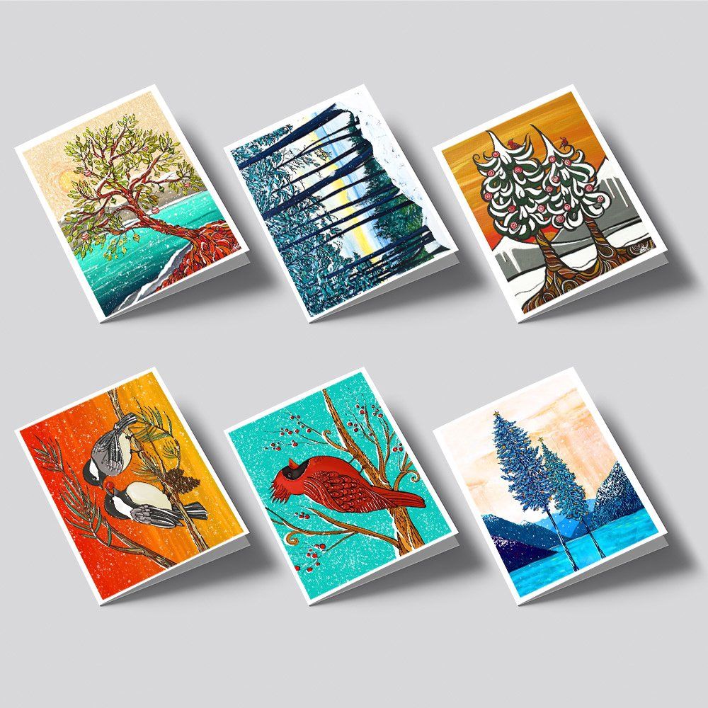 Christmas Card - April Lacheur - Winter Chickadees