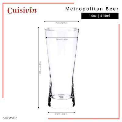 Metropolitian Beer Glass 14 oz- Cuisivin