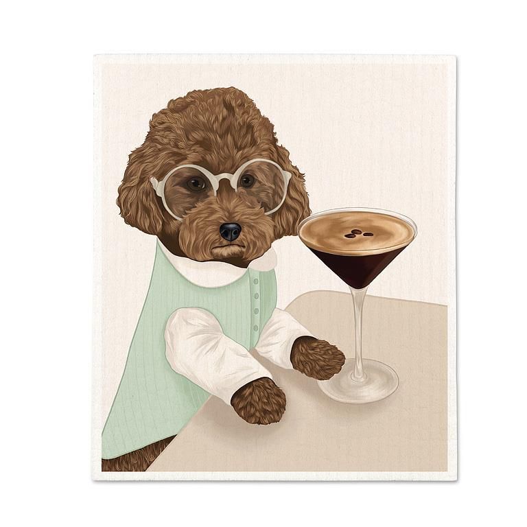 Dog &amp; Espresso Martini Dishcloth