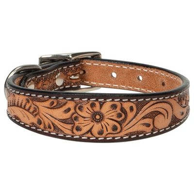 Weaver Floral Tooled Collar 1&quot; x  21&quot;