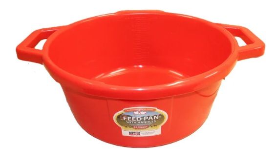 Plastic Feed Pan w/ Handles 22 qt, Red