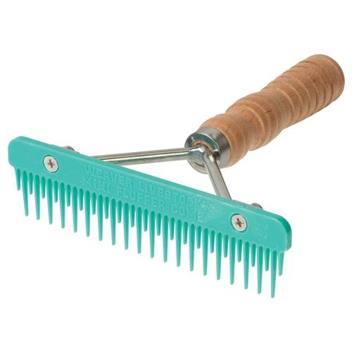 Mini Fluffer Comb Wood Handle, Aqua