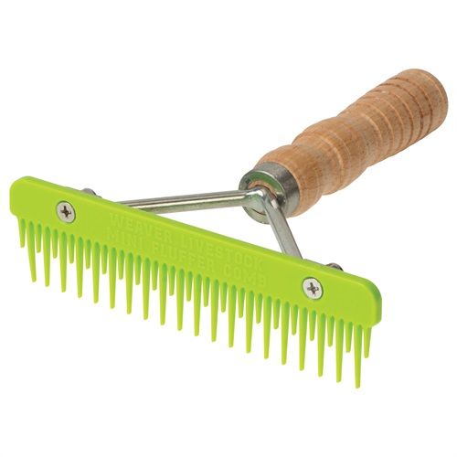 Mini Fluffer Comb Wood Handle Green