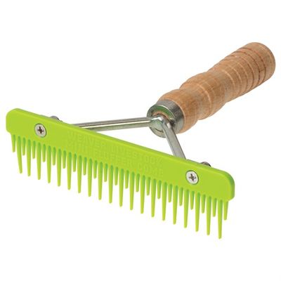 Mini Fluffer Comb Wood Handle Green