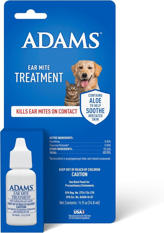Adams Ear Mite Treatment 1/2 Oz