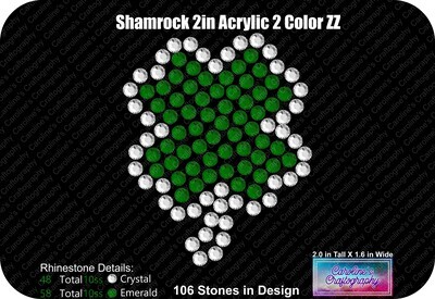 Clover 4 leaf 2 Color Rhinestone 2in Acrylic Download