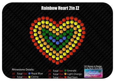 Heart Multi Color/Rainbow Rhinestone 2in Acrylic Download