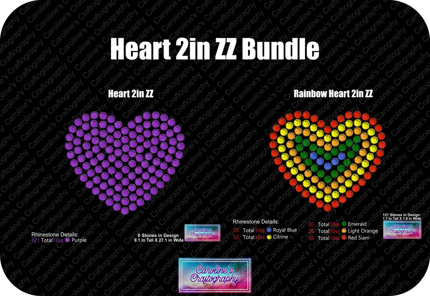 Heart Rhinestone 2in Acrylic Download Bundle
