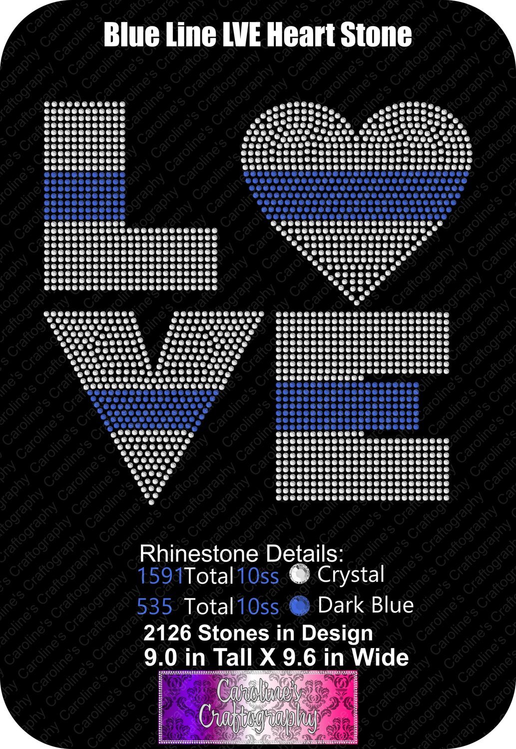 Blue Line Heart LVE Stone