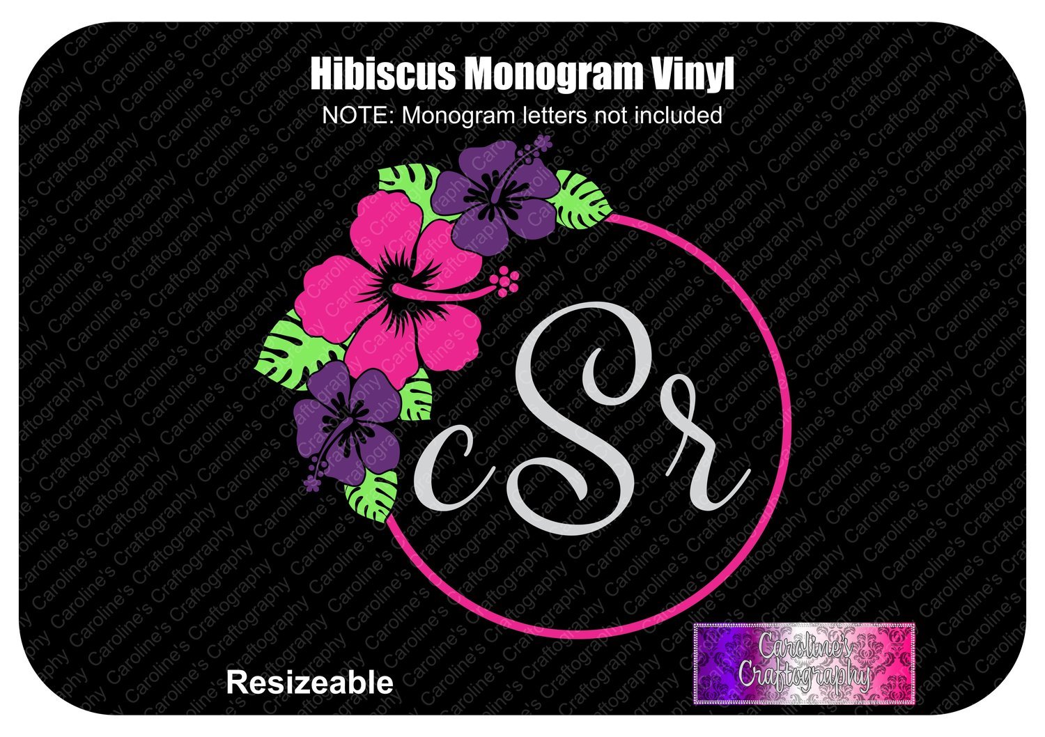 HIbiscus Monogram Frame Vinyl
