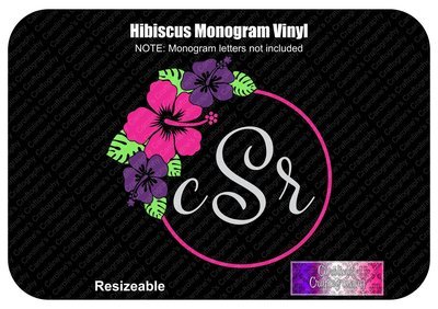 HIbiscus Monogram Frame Vinyl
