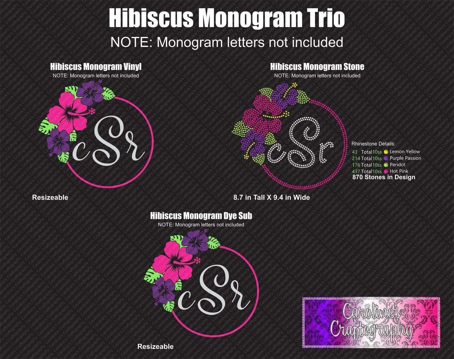 Hibiscus Monogram Frame Trio