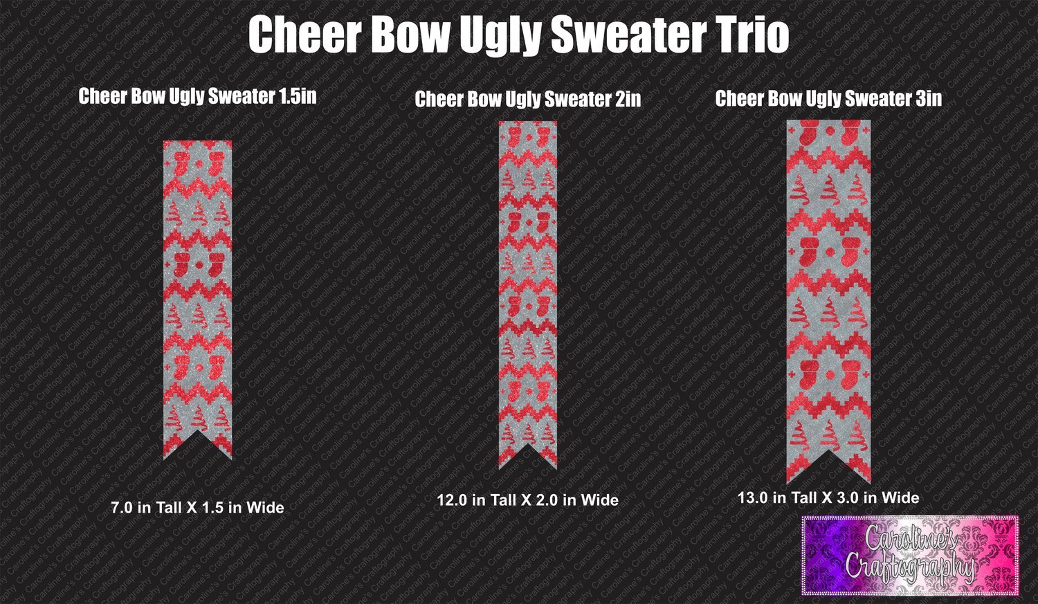 Ugly Sweater Cheer Bow Trio
