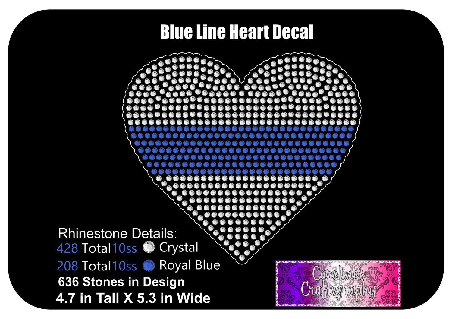 Blue Line Heart Stone Decal