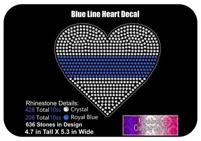 Blue Line Heart Stone Decal