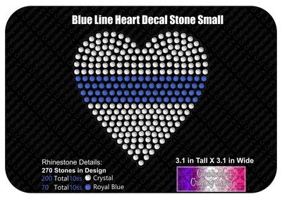 Blue Line Heart Stone Decal Small