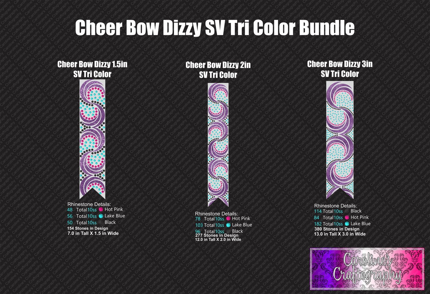 Dizzy Cheer Bow Stone Vinyl Tri Color Bundle