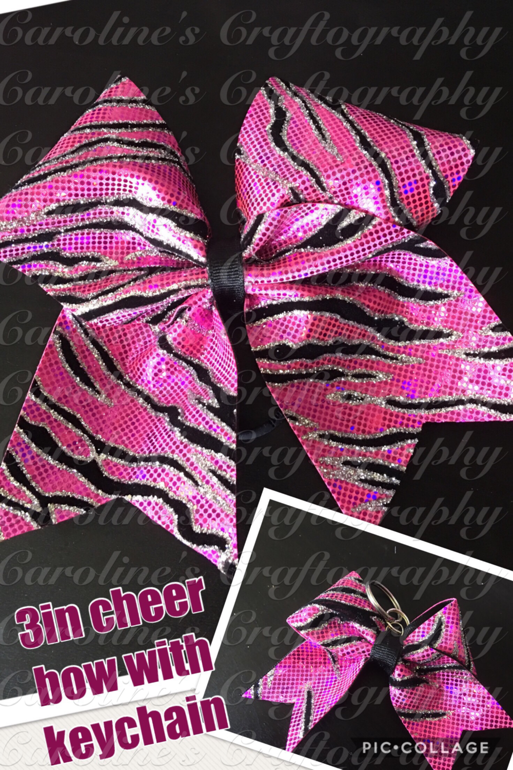 Pink Zebra Cheer Bow Bundle **RTS**