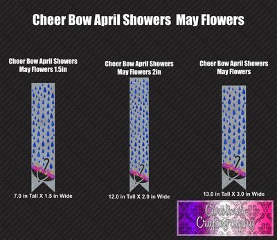 April Showers May Flowers Cheer Bow Vinyl Trio