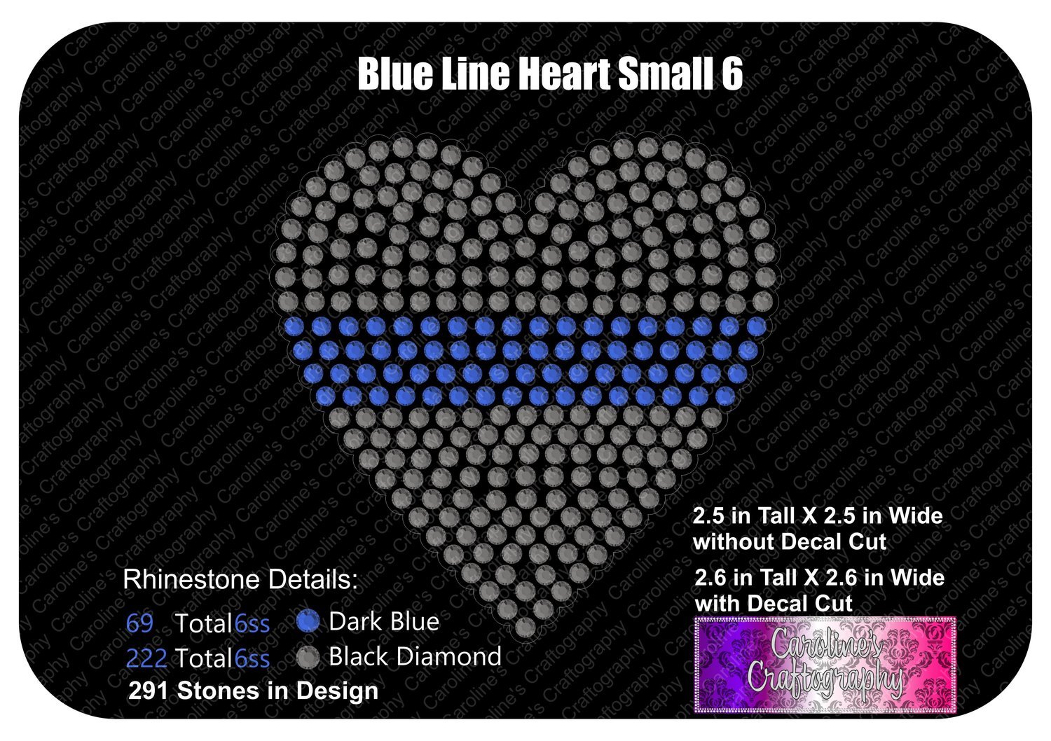 Blue Line Heart Stone Decal Small 6