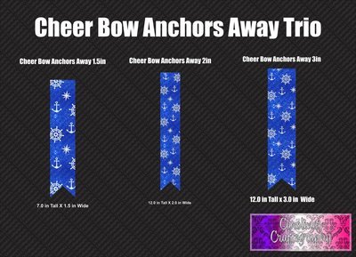 Anchors Away Cheer Bow Trio Vinyl